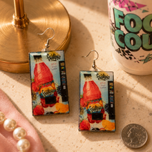 Load image into Gallery viewer, Fruit Break retro drink bottle handmade dangle earrings.
